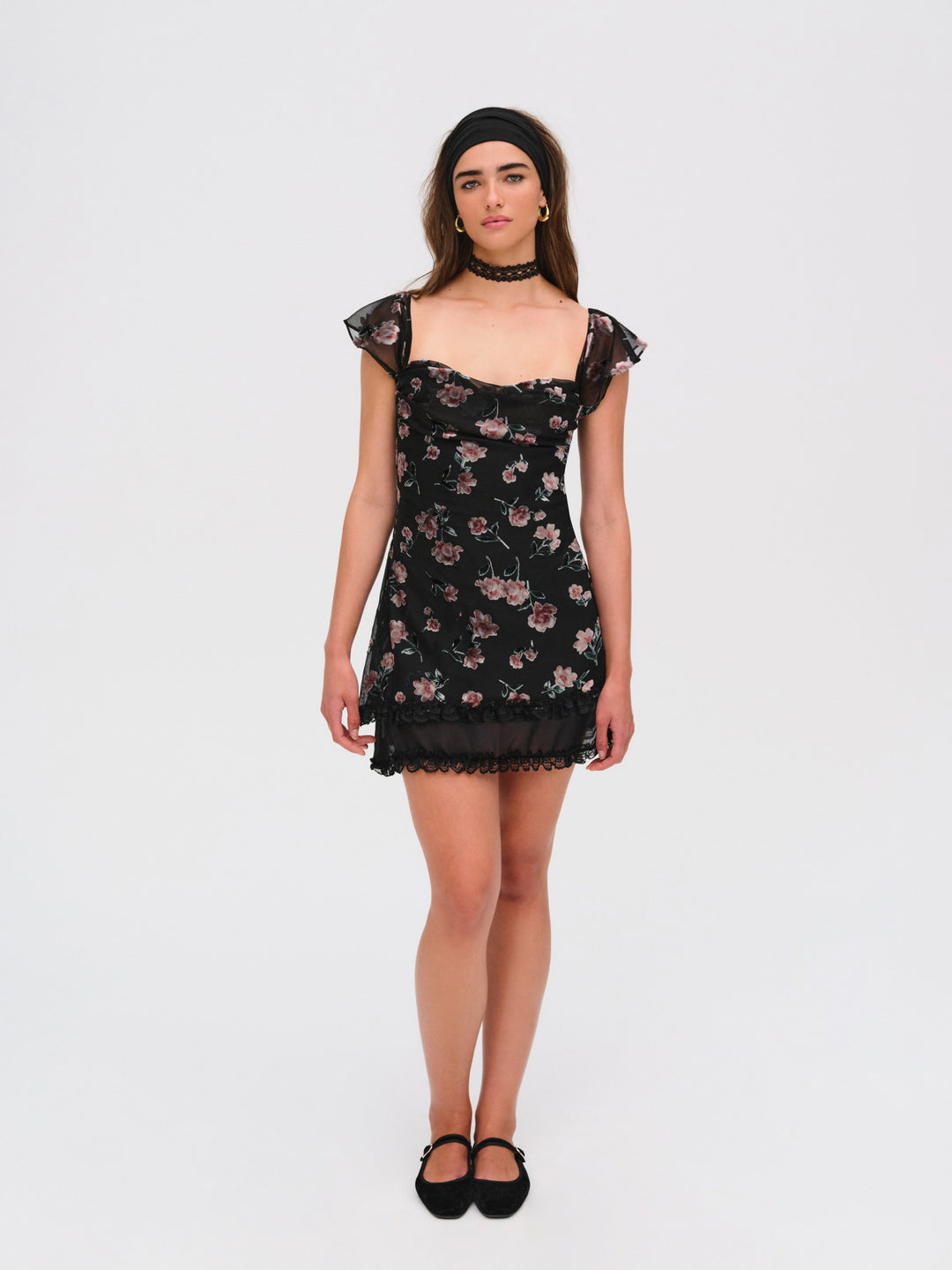 Women Aigrette Mini Dress - Black