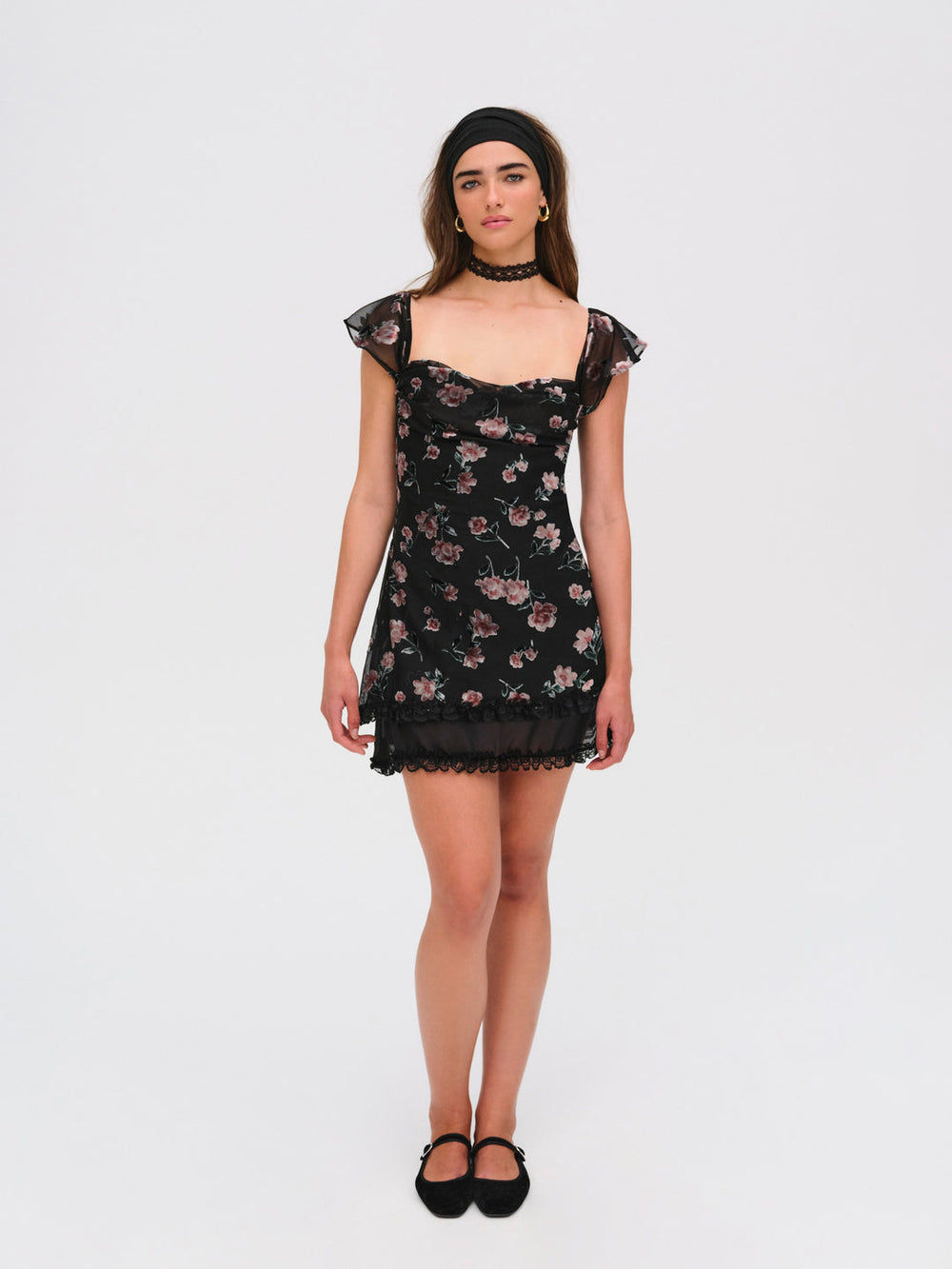 Women Aigrette Mini Dress - Black