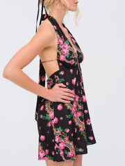 Women Justice Halter Mini Dress - Black
