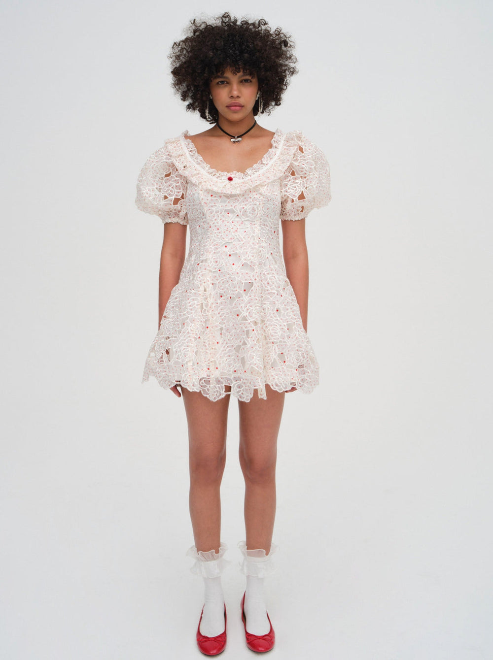 Women Aphrodite Embroidered Mini Dress - White