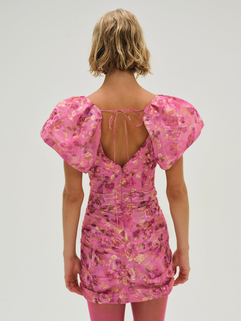 Women Blurred Roses Mini Dress - Pink