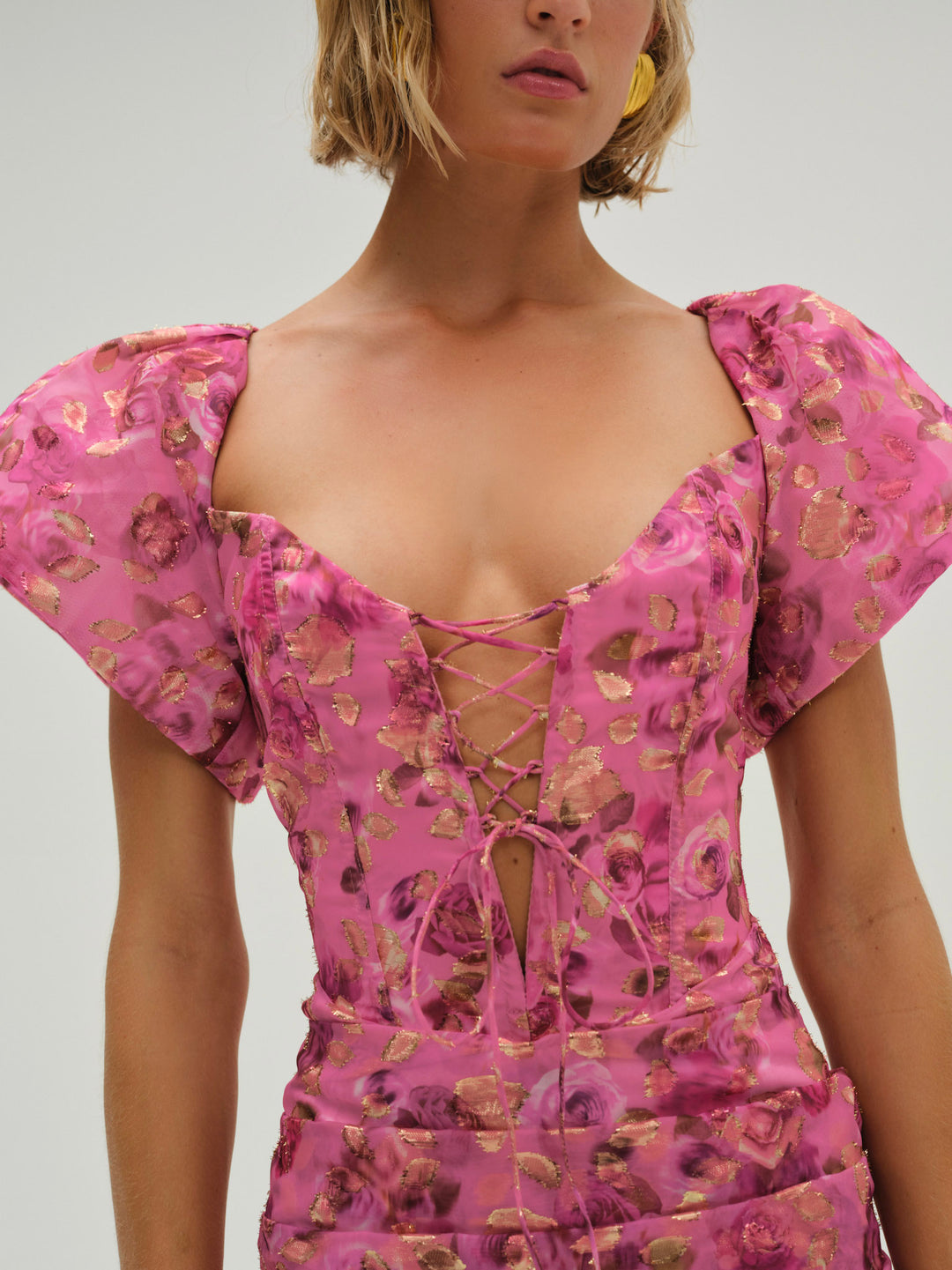 Women Blurred Roses Mini Dress - Pink