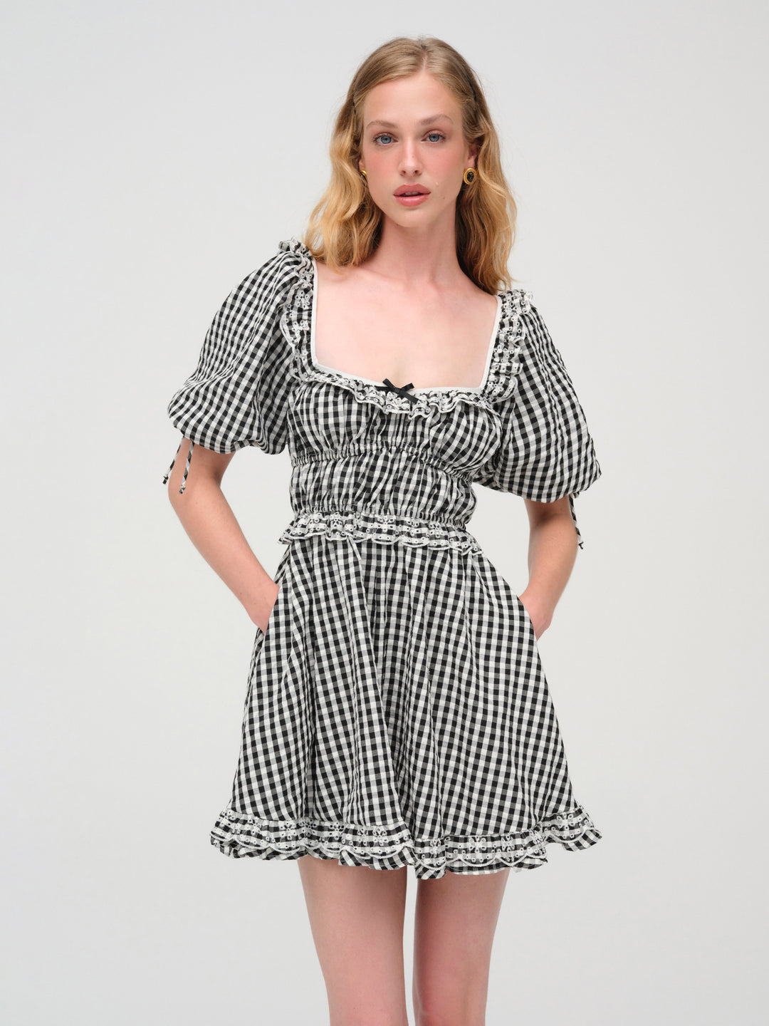 Women Jackson Mini Dress - Black Gingham