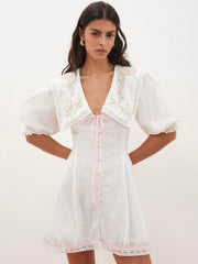 Women Mi Amore Embroidered Mini Dress - White