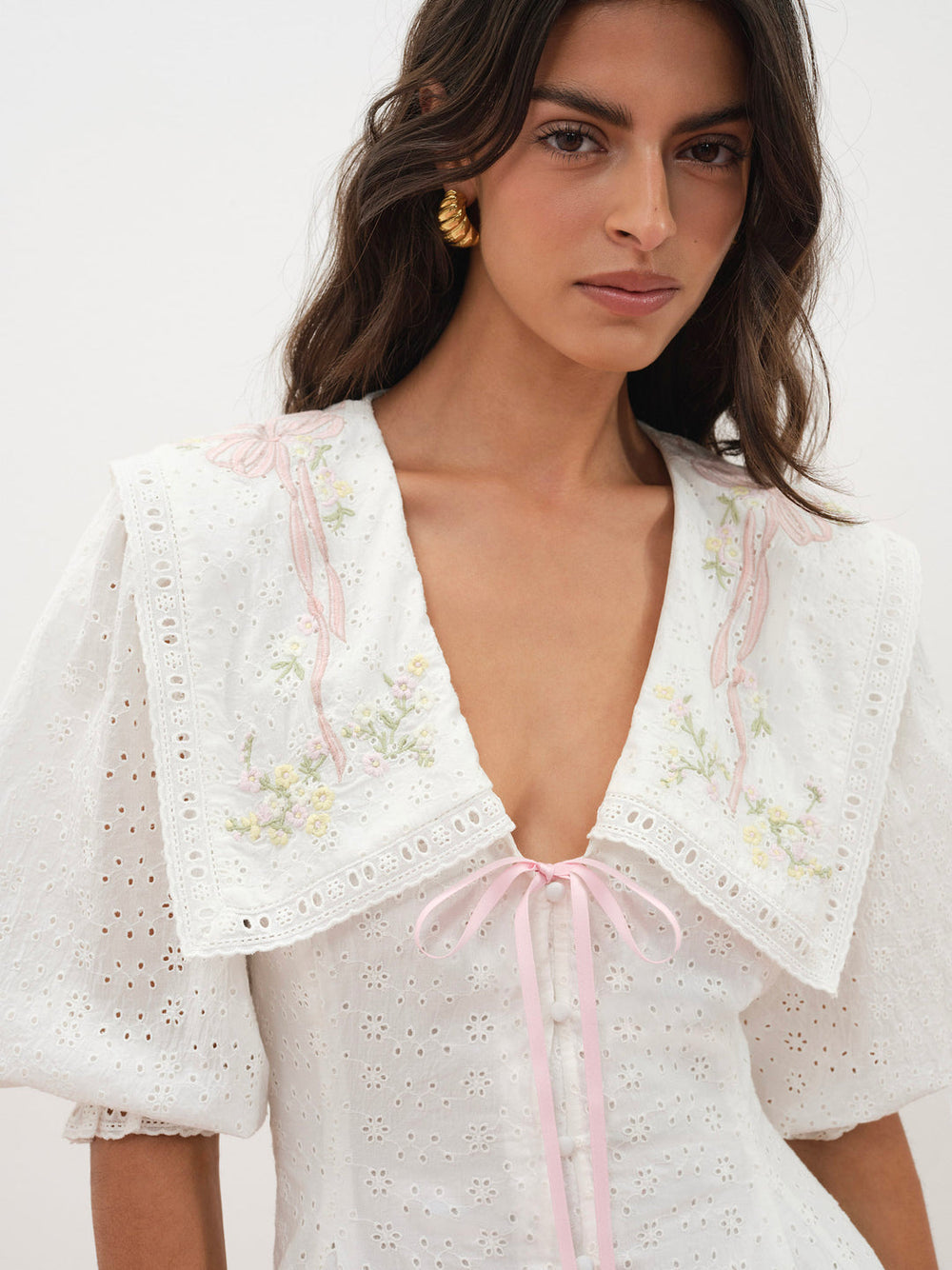 Women Mi Amore Embroidered Mini Dress - White
