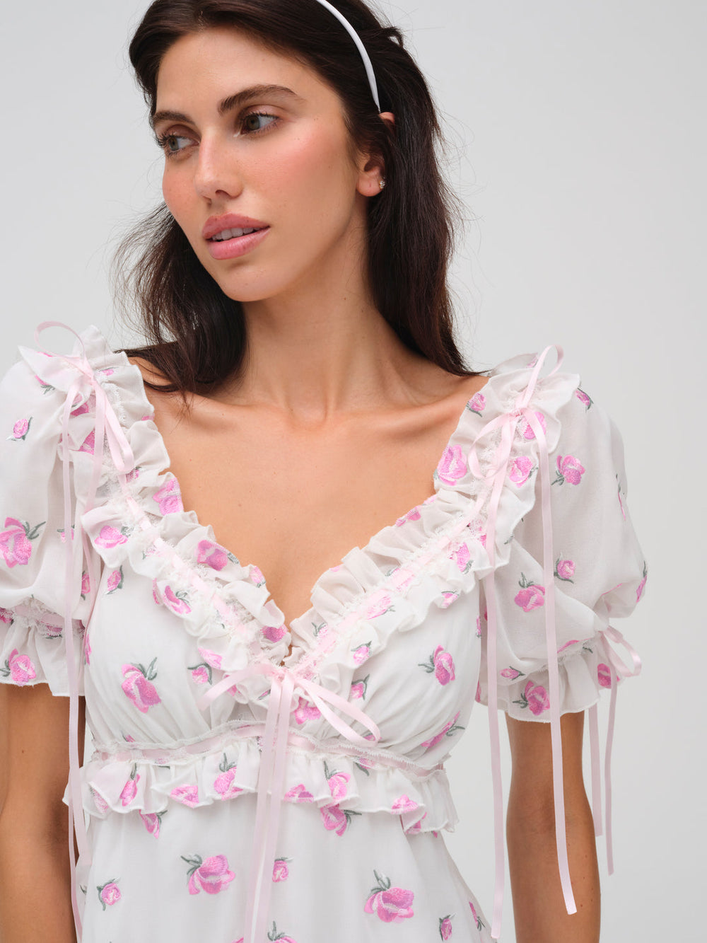 Women Fiona Floral Mini Dress - White