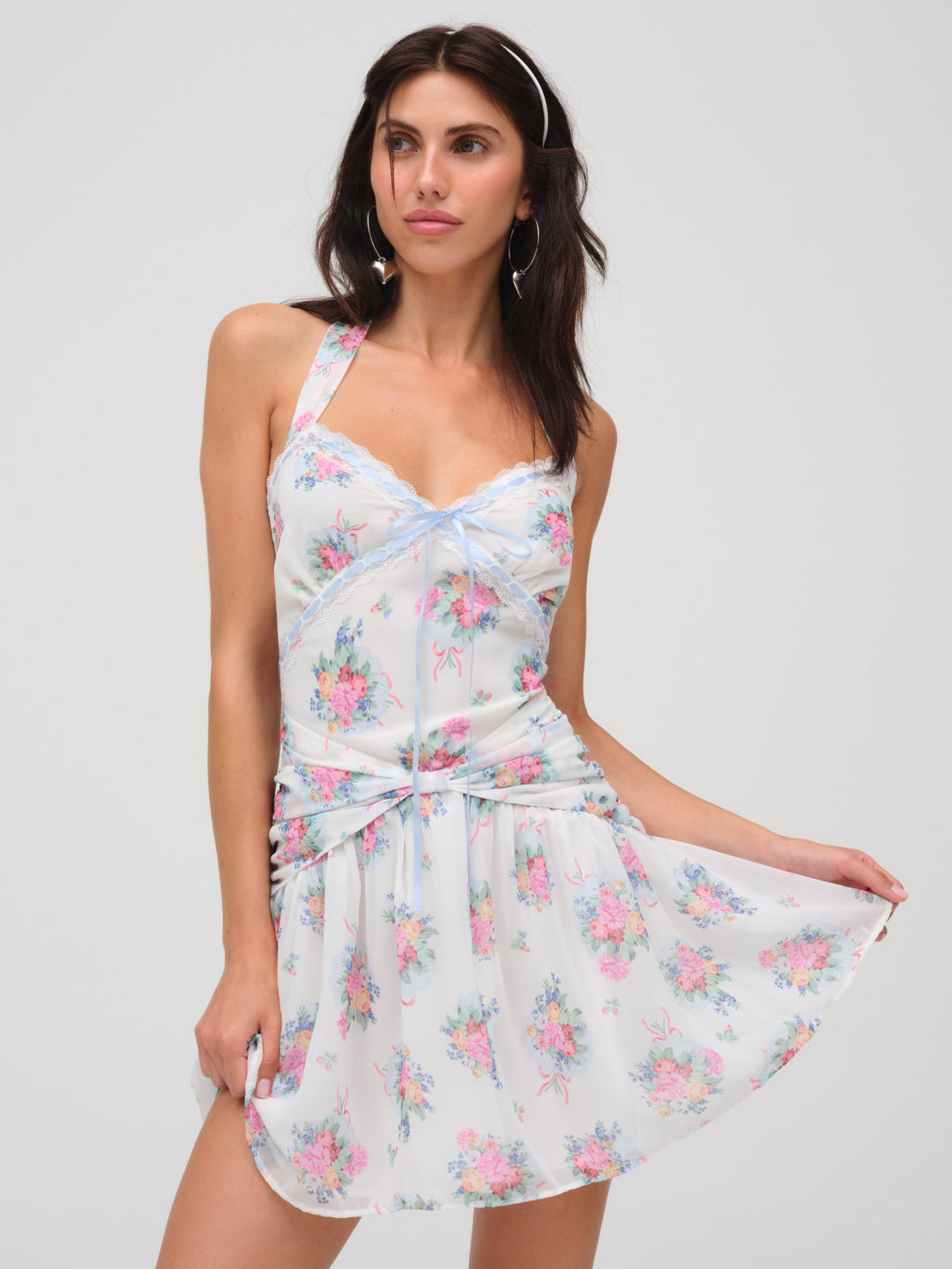 Women Doily Bouquet Mini Dress - White