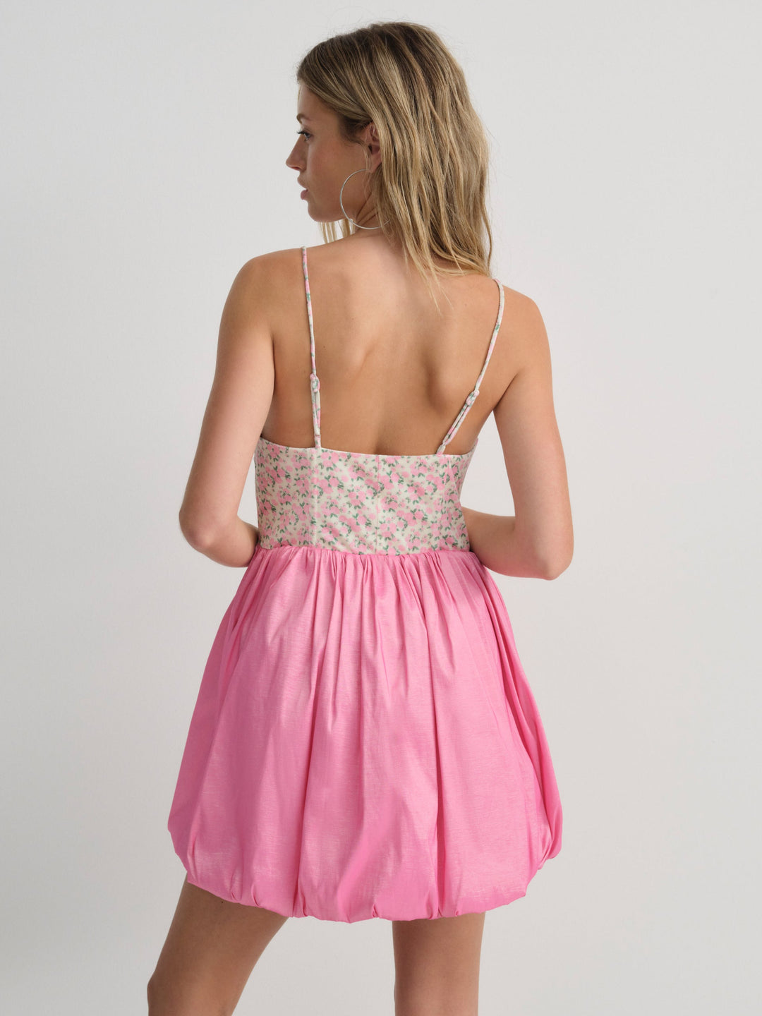 Women Berry Bud Bubble Mini Dress - Pink