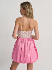 Women Berry Bud Bubble Mini Dress - Pink
