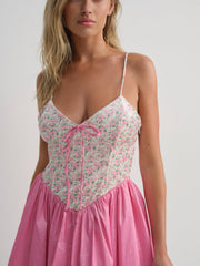 Women Berry Bud Bubble Mini Dress - Pink