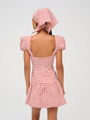Women Georgia Gingham Short Sleeve Mini Dress - Mauve