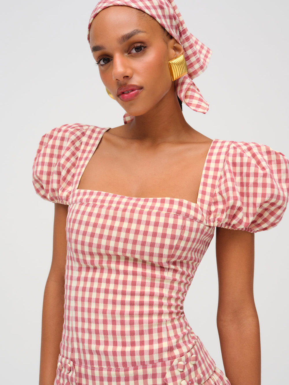 Women Georgia Gingham Short Sleeve Mini Dress - Mauve