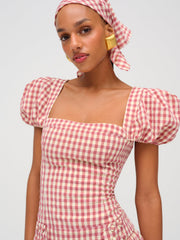 Women Georgia Gingham Short Sleeve Mini Dress - Mauve