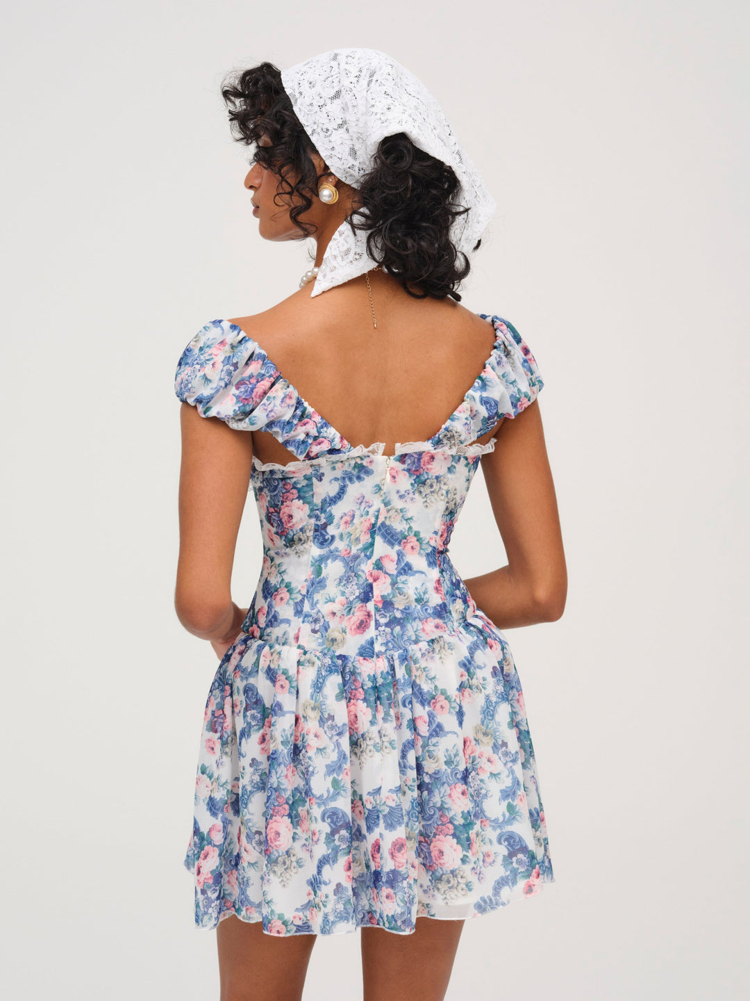 Women Audrey Floral Mini Dress - Blue