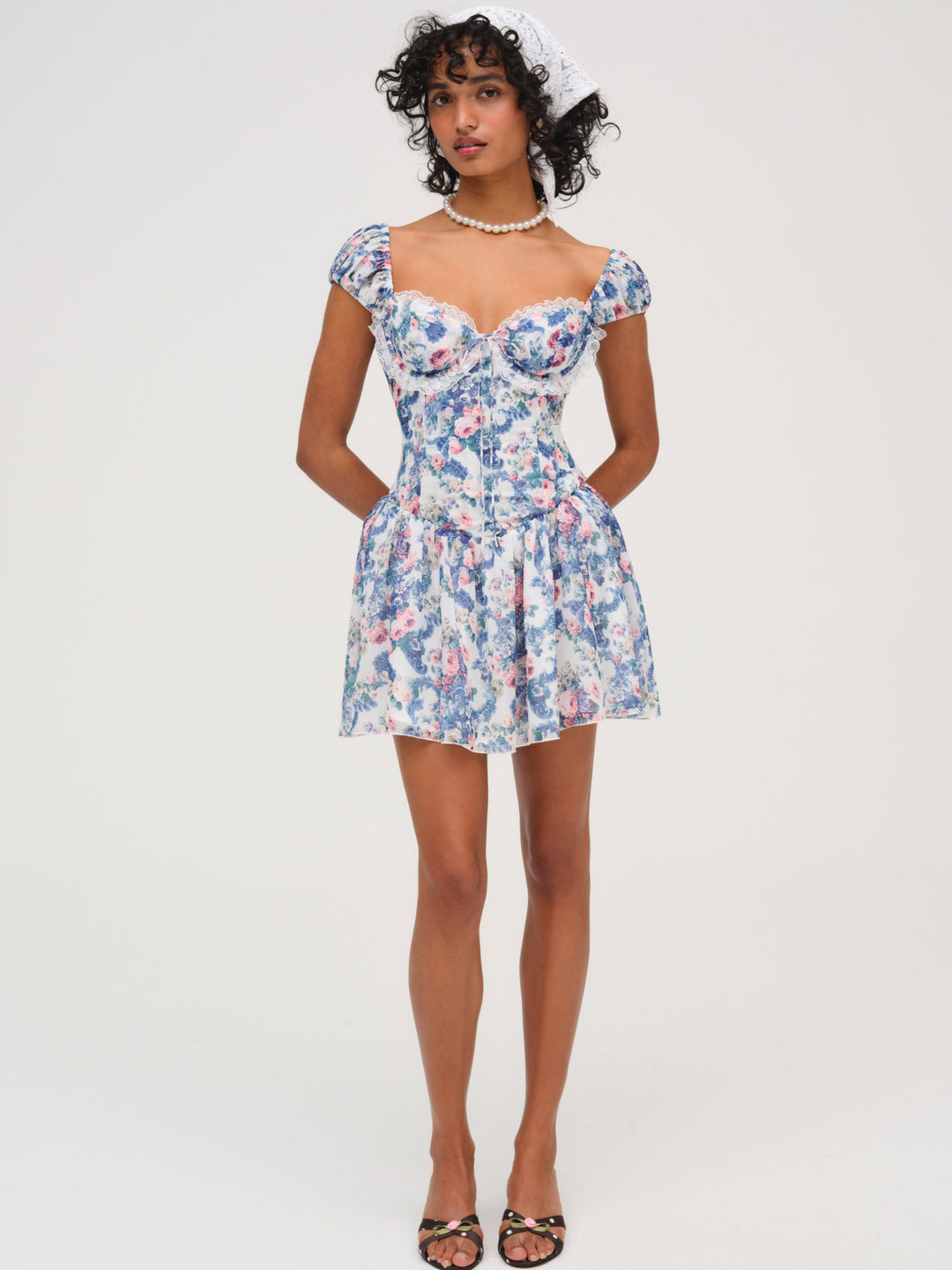 Women Audrey Floral Mini Dress - Blue