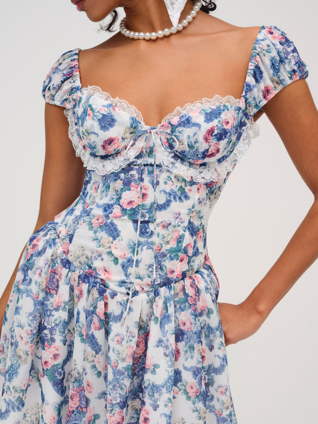 Women Audrey Floral Mini Dress - Blue