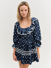 Women Seaside Dot Mini Dress - Navy