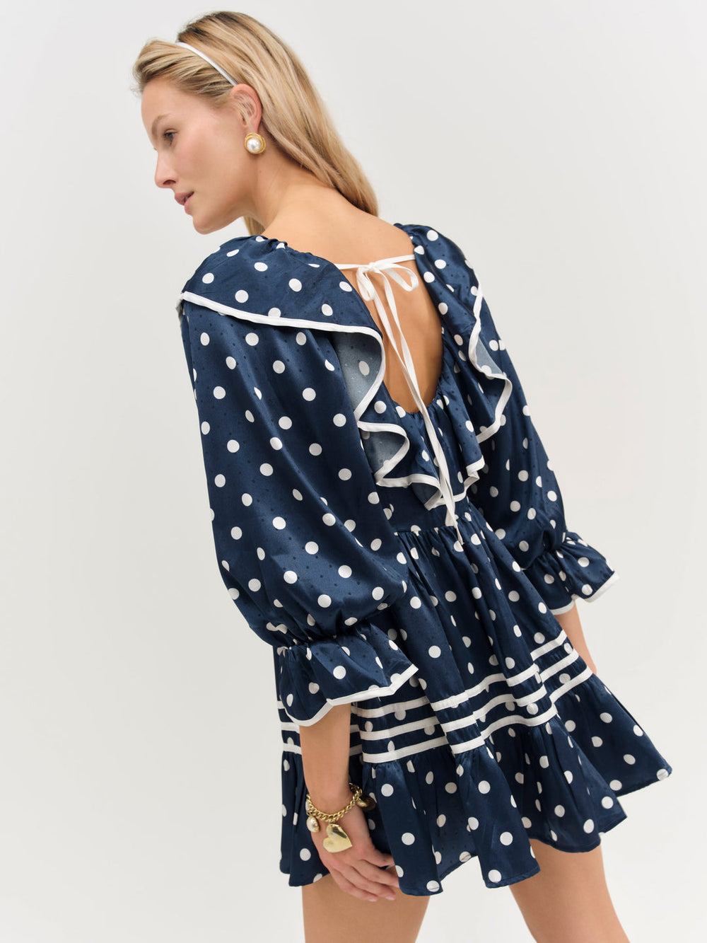 Women Seaside Dot Mini Dress - Navy