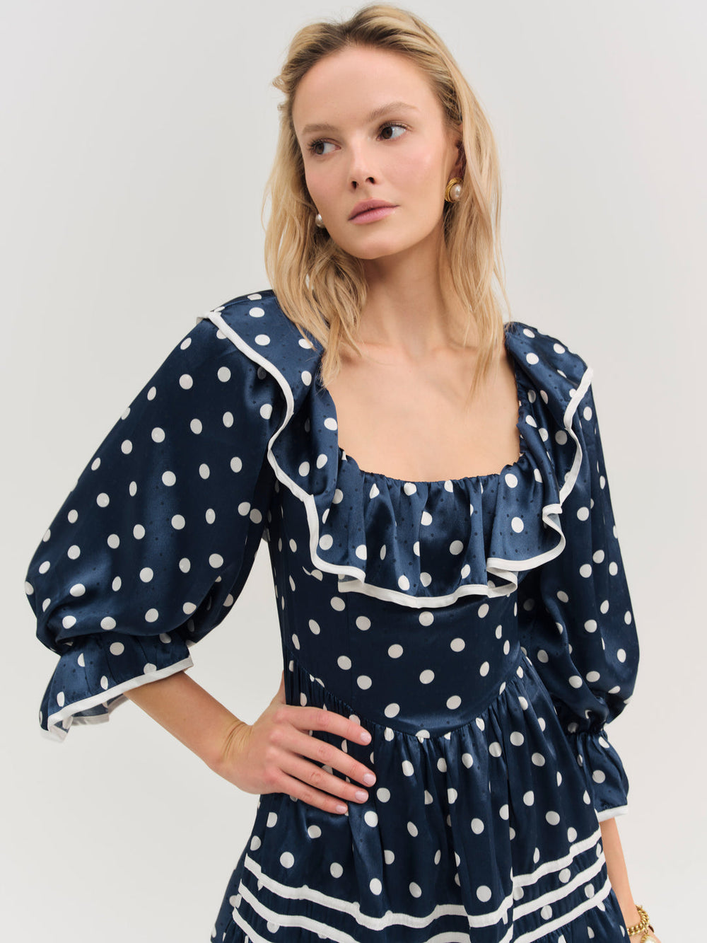 Women Seaside Dot Mini Dress - Navy