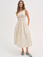 Women Brigitta Floral Midi Dress - Ivory