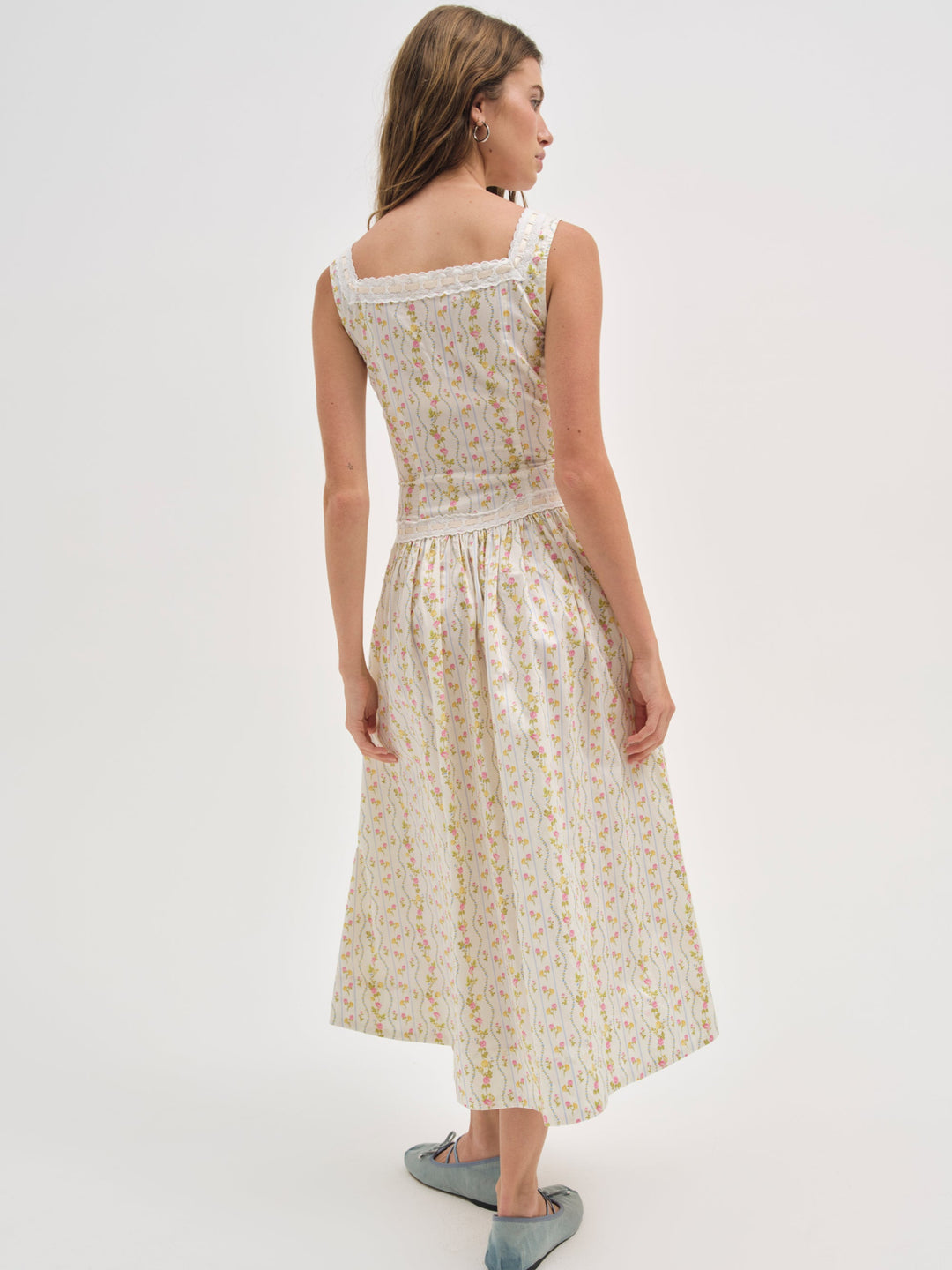 Women Brigitta Floral Midi Dress - Ivory