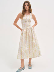 Women Brigitta Floral Midi Dress - Ivory
