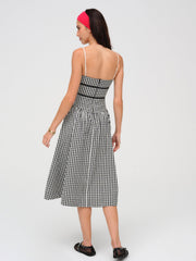 Women Georgia Gingham Midi Dress - Black