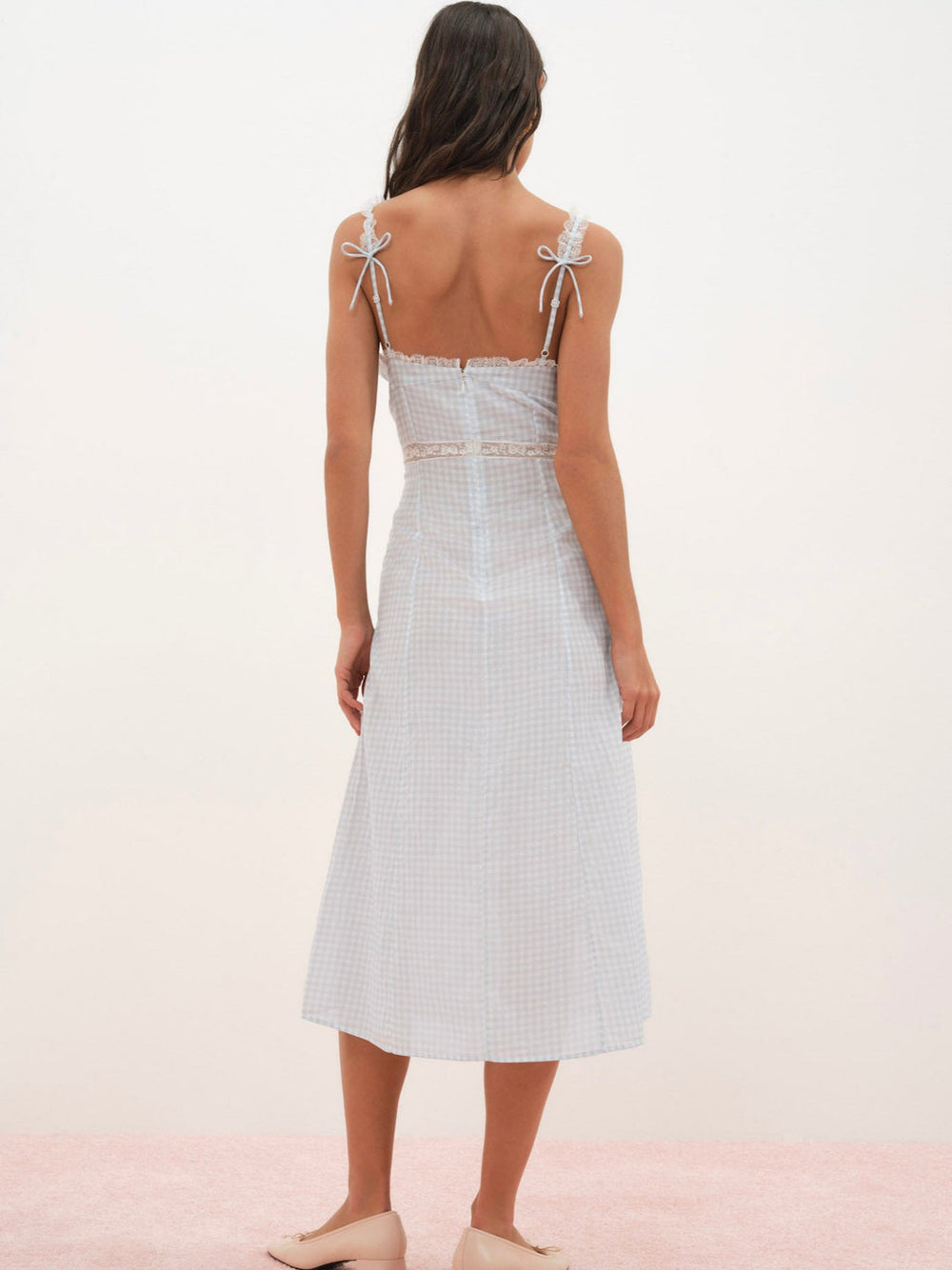 Women Bluebell Gingham Midi Dress - Blue