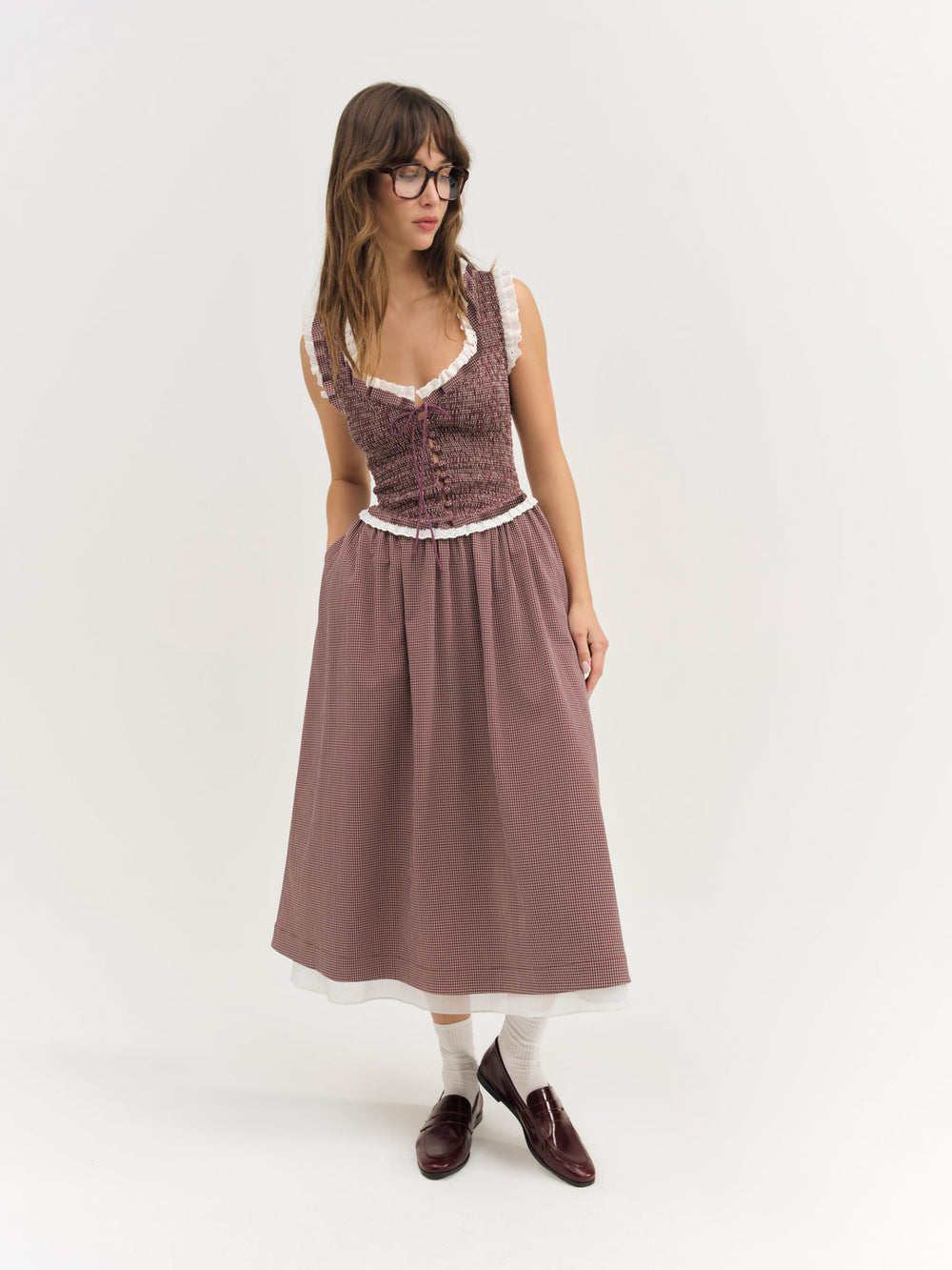 Women Morgan Midi Dress - Burgundy