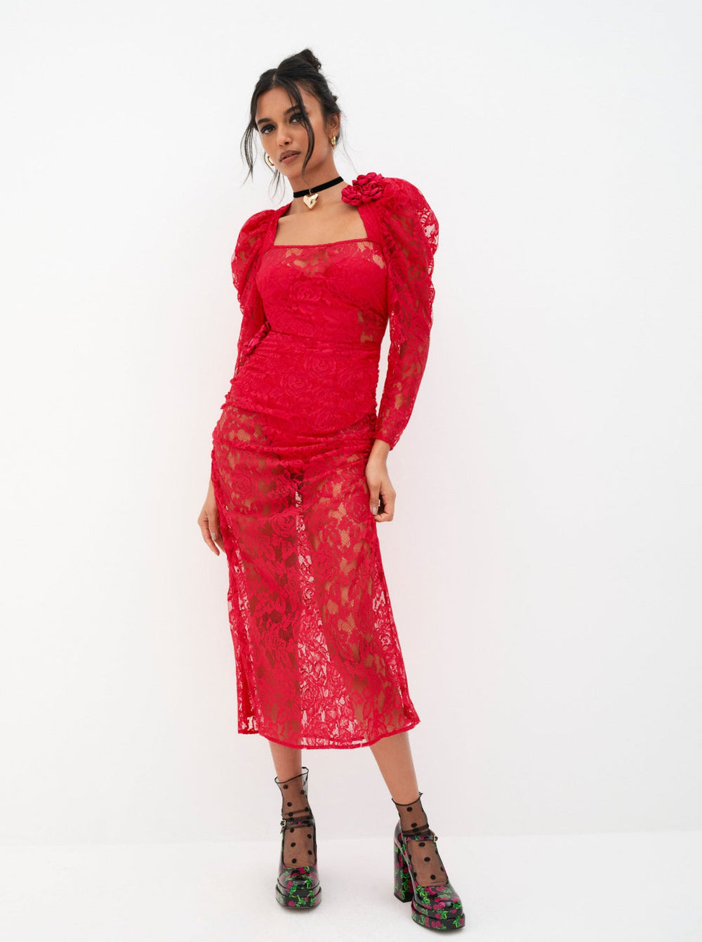 Women Kana Midi Dress - Red