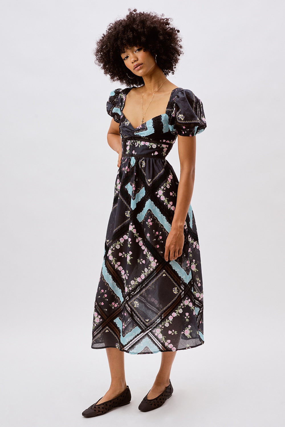 Women Margaret Midi Dress - Black
