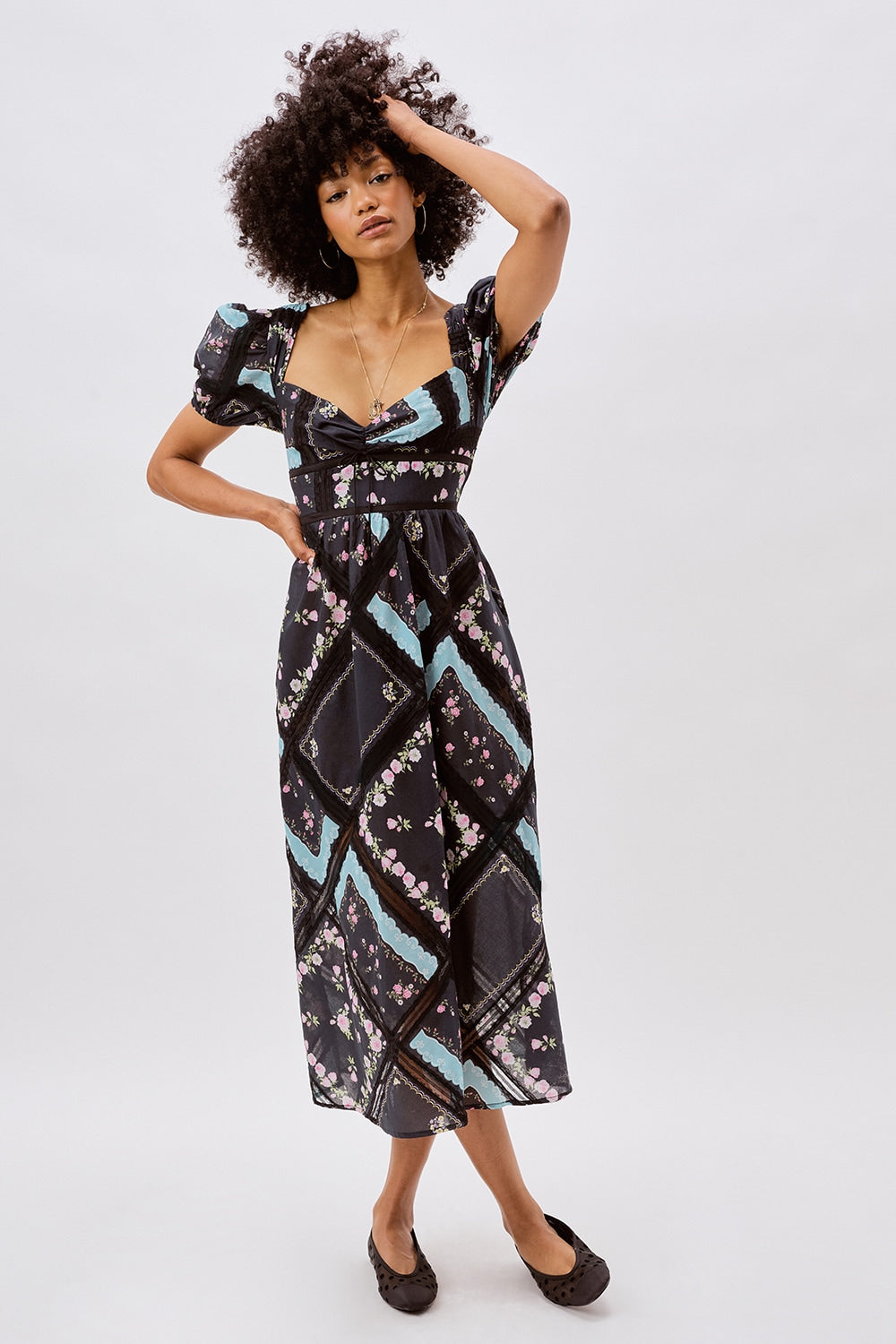 Women Margaret Midi Dress - Black