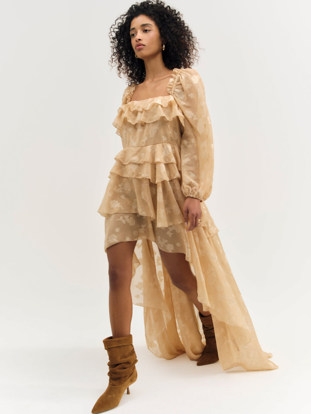 Women Colette Satin Burnout Maxi Dress - Taupe