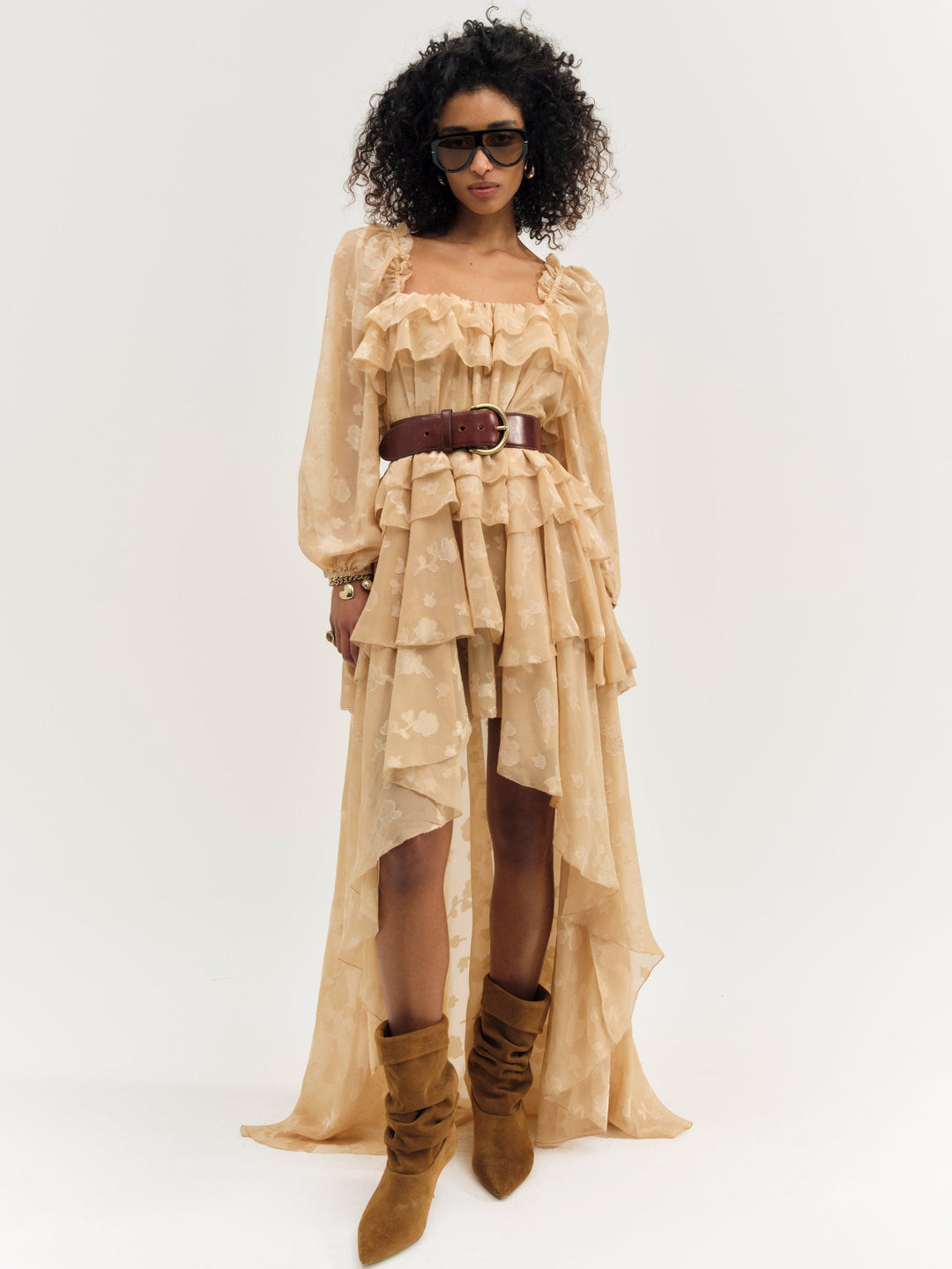 Women Colette Satin Burnout Maxi Dress - Taupe