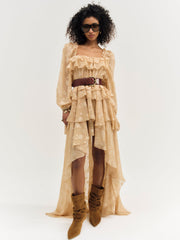 Women Colette Satin Burnout Maxi Dress - Taupe
