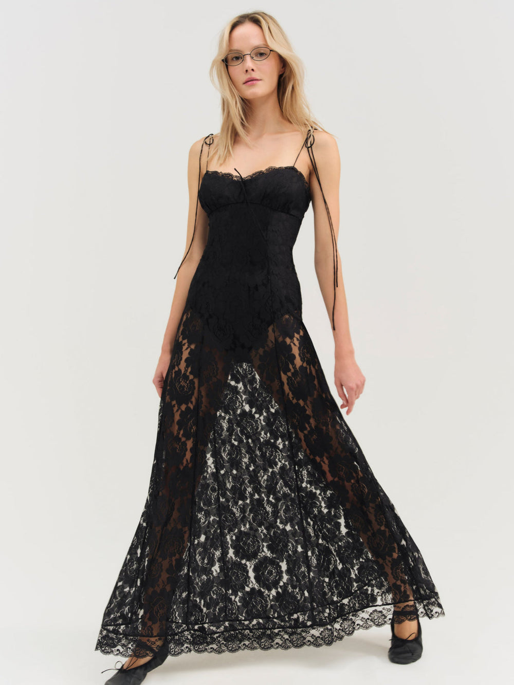 Women Claudia Rose Lace Maxi Dress - Black