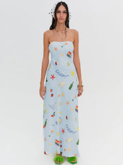 Women Carla Strapless Maxi Dress - Blue