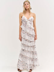 Women Debby Ruffled Maxi Dress - White